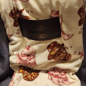 Rachel Roy Disco Ball Yeehaw Cowgirl Throw Blanket Boots Hat Soft 60X70” NEW